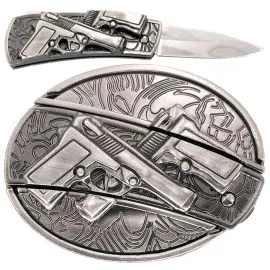 Wholesale Crossed Guns Knife Belt Buckle