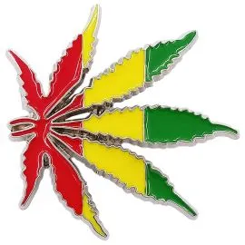 Wholesale Belt Buckles - Big Leaf Jamaica Flag Marijuana Belt Buckle