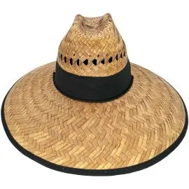 Wholesale Straw Summer Hat with Plain Black Bandana