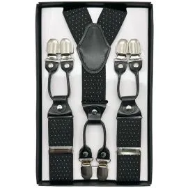 white polka dots on black suspenders with 6 clips closure wholesale selections