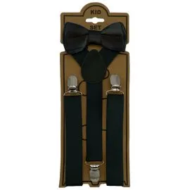 Wholesale Adjustable Suspenders for Kids - Elastic Y-Back Design with Strong Metal Clips - Black