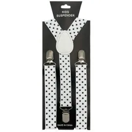 Black Polka Dots Bulk Children Suspenders