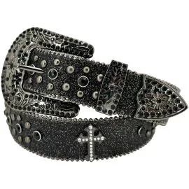 Black Beaded and Embellished Rhinestone Belts - Rolled Belt