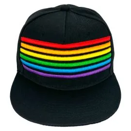 Rainbow Strip Black Snapback Caps Wholesale