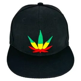 Leaf embroidered black snapback hats wholesale