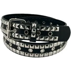 two line studded belts with metal punk design