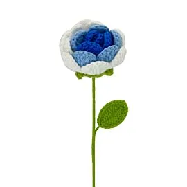 blue and white petal crochet rose