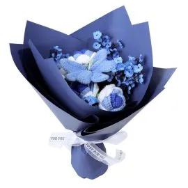 Blue Crochet Roses and Tulip Teacher Appreciation Bouquets wholesale