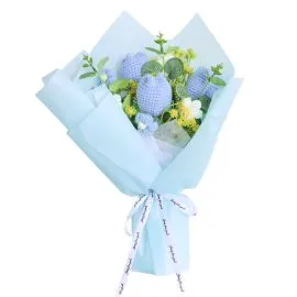 Blue Crochet Flowers Mother's Day Bouquets wholesale options for kiosks