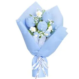 Blue Crochet Flowers Fathers Day Bouquets wholesale