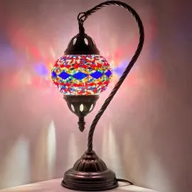 Wholesale Blue Diamonds in Rainbow Swan Neck Handmade Mosaic Glass Lamp