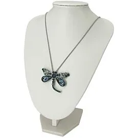 dark blue diamond beaded dragonfly necklace on display