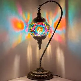 Wholesale Blue Orange Petal Flower Swan Neck Handmade Mosaic Lamps