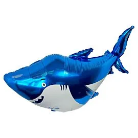 blue shark foil flying helium balloon