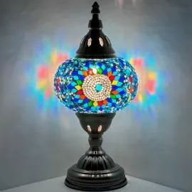 Blue Cold Sunflowers Turkish Lamp