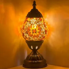 Wholesale Bright Yellow Flower Handmade Egg Shaped Mosaic Glass Lamp