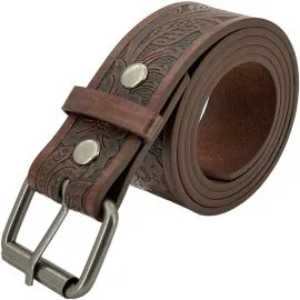 Wholesale Brown Western Belts - Floral Engraved Design