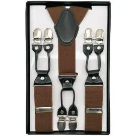 Brown suspenders with six-clip for Adults