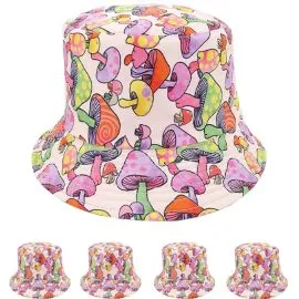 Multicolor Mushroom Pattern Bucket Hat