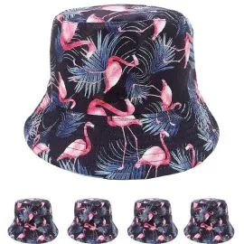 Flamingos Print Reversible Bucket Hat