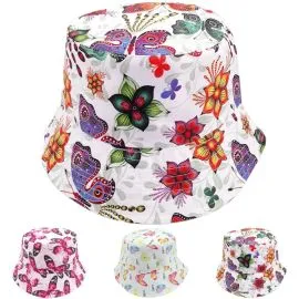 Multicolor Butterflies Print Reversible Bucket Hats