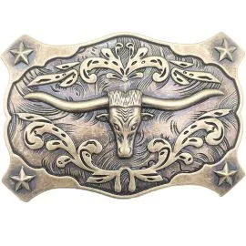 Wholesale Buckles - Dark Golden Bull Belt Buckle for women