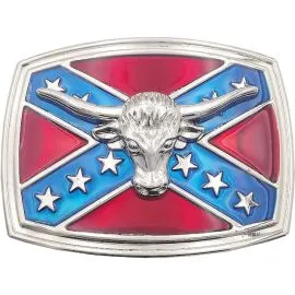 Belt Buckles Bulk Options - Eye-Catching Confederate Flag Design Longhorn Belt Buckle