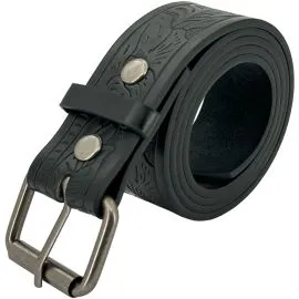 Wholesale Black Western Cowboy Belts in Bulk - Floral Engraved