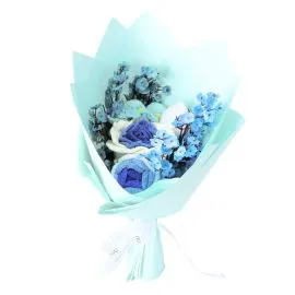 Blue Crochet Tulips, Starry Sky flowers and Roses Anniversary Bouquets Wholesale selection