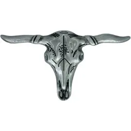 Huge Long horn Belt Buckles Silver Bull Skull Design