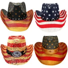 Bulk Cowboy Hats - USA Flag and Patriot Designs