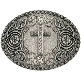 Silver Floral Design Christian Belt Buckles