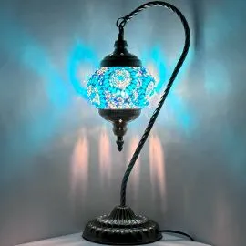 Wholesale Cold Blue Flower Swan Neck Handmade Mosaic Lamp