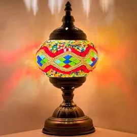 Colorful Diamonds Turkish Lamp Lights on