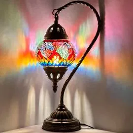 Wholesale Cosmic Rainbow Bridge Swan Neck Handmade Mosaic Glass Lamp
