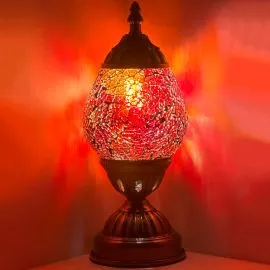 Wholesale Cosmic Red Handmade Egg Shaped Mosaic Glass Lamp