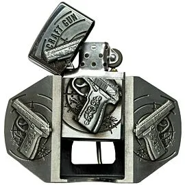 lighter belt buckle with gun design