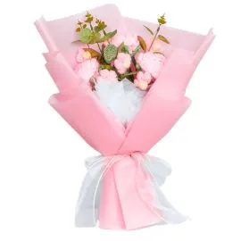 Pink Crochet Rose and Puff Flower Anniversary Bouquets wholesale