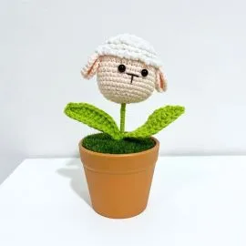 Cute Crochet Sheep Flower in Vase