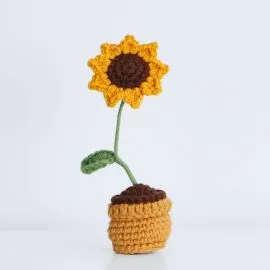 Crochet Sunflower in Crochet Flower Pot