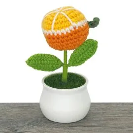 crochet orange flower in pot