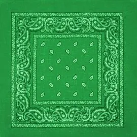 Wholesale Dark Green Paisley Print Polyester Bandanas, Buy in Bulk!