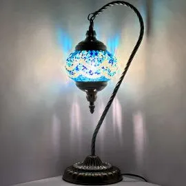 Wholesale Deep Sea Blue Waves Swan Neck Handmade Mosaic Lamp