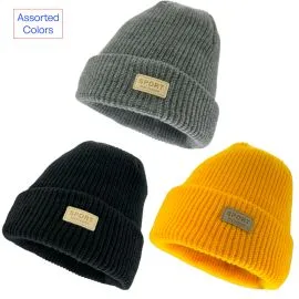 Bulk Beanies with Logo - Gray, Black and yellow