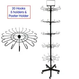 5-Tier Rotating Multipurpose Display Racks - 100 Hooks Store Displays