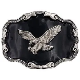 Soaring Eagle on black Background Men's Belt Buckles