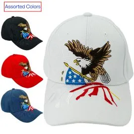 Wholesale USA Caps in bulk - Eagle protecting USA Flag