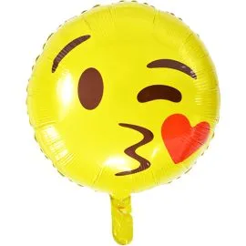 Emoji de beso con globo volador