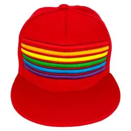 Rainbow Strip Red Snapback Cap front image - Wholesale Snapback Hats options