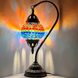 Wholesale Energetic Rainbow Wave Swan Neck Handmade Mosaic Glass Lamp